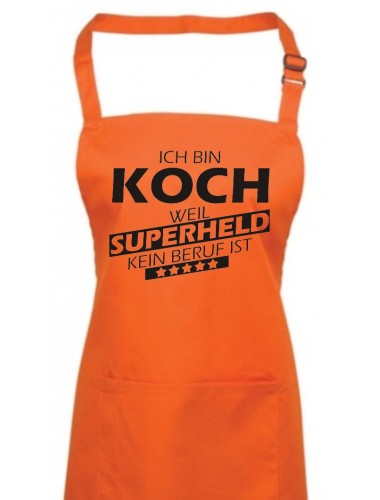 Kochschürze, Ich bin Koch, weil Superheld kein Beruf ist, Farbe orange