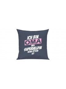Sofa Kissen, Ich bin Oma weil Superheldin keine Option ist, Farbe blau