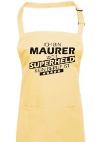 Kochschürze, Ich bin Maurer, weil Superheld kein Beruf ist, Farbe lemon