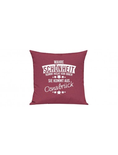 Sofa Kissen, Wahre Schönheit kommt nicht von innen Sie kommt aus Osnabrück, Farbe pink