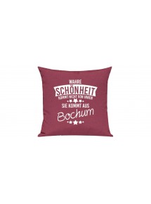 Sofa Kissen, Wahre Schönheit kommt nicht von innen Sie kommt aus Bochum, Farbe pink
