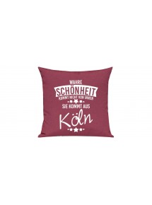 Sofa Kissen, Wahre Schönheit kommt nicht von innen Sie kommt aus Köln, Farbe pink