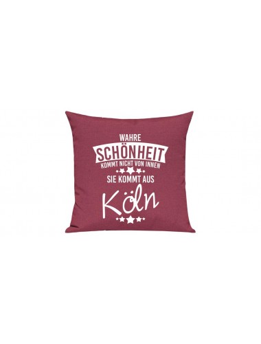 Sofa Kissen, Wahre Schönheit kommt nicht von innen Sie kommt aus Köln, Farbe pink