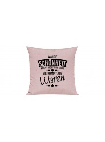 Sofa Kissen, Wahre Schönheit kommt nicht von innen Sie kommt aus Waren, Farbe rosa