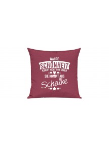 Sofa Kissen, Wahre Schönheit kommt nicht von innen Sie kommt aus Schalke, Farbe pink