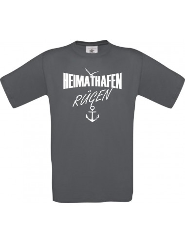 Männer-Shirt Heimathafen Rügen  kult, grau, Größe L