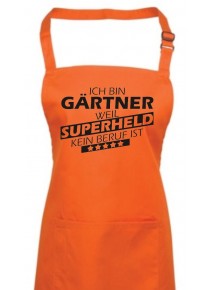 Kochschürze, Ich bin Gärtner, weil Superheld kein Beruf ist, Farbe orange