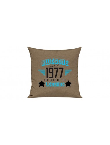 Sofa Kissen, Awesome since 1977 the Year of the Legends, Farbe hellbraun