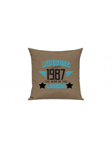 Sofa Kissen, Awesome since 1987 the Year of the Legends, Farbe hellbraun