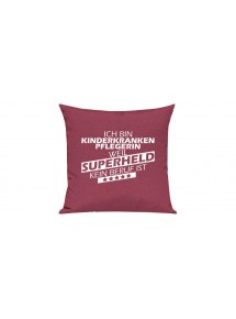 Sofa Kissen Ich bin Kinderkrankenpflegerin weil Superheld kein Beruf ist, Farbe pink