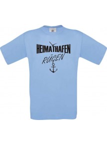 Männer-Shirt Heimathafen Rügen  kult, hellblau, Größe L