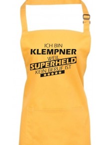 Kochschürze, Ich bin Klempner, weil Superheld kein Beruf ist, Farbe sunflower