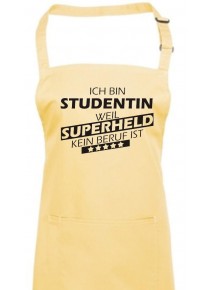 Kochschürze, Ich bin Studentin, weil Superheld kein Beruf ist, Farbe lemon
