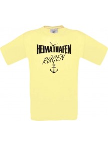 Männer-Shirt Heimathafen Rügen  kult, hellgelb, Größe L