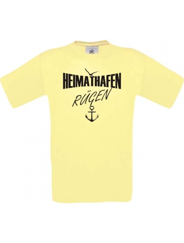 Männer-Shirt Heimathafen Rügen  kult, hellgelb, Größe L