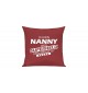 Sofa Kissen Ich bin Nanny weil Superheld kein Beruf ist, Farbe rot