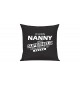 Sofa Kissen Ich bin Nanny weil Superheld kein Beruf ist, Farbe schwarz