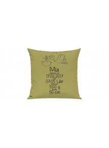 Sofa Kissen, ein tolles Geschenk zur Geburt mit deinem persönlichen Initialien Storch