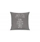 Sofa Kissen, ein tolles Geschenk zur Geburt mit deinem persönlichen Initialien Storch, Farbe grau