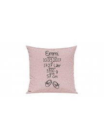 Sofa Kissen, ein tolles Geschenk zur Geburt mit deinem persönlichen Initialien Schühchen, Farbe rosa