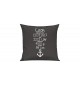 Sofa Kissen, ein tolles Geschenk zur Geburt mit deinem persönlichen Initialien Anker, Farbe dunkelgrau