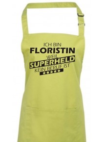 Kochschürze, Ich bin Floristin, weil Superheld kein Beruf ist, Farbe lime