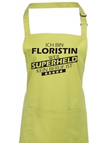 Kochschürze, Ich bin Floristin, weil Superheld kein Beruf ist, Farbe lime