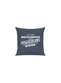 Sofa Kissen Ich bin Mechaniker weil Superheld kein Beruf ist, Farbe blau