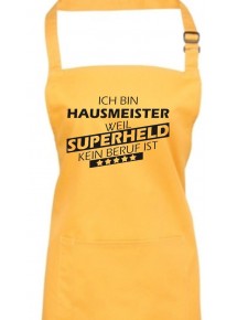 Kochschürze, Ich bin Hausmeister, weil Superheld kein Beruf ist, Farbe sunflower