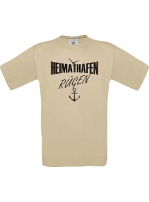 Männer-Shirt Heimathafen Rügen  kult, khaki, Größe L