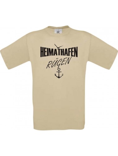 Männer-Shirt Heimathafen Rügen  kult, khaki, Größe L