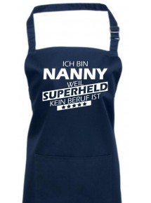 Kochschürze, Ich bin Nanny, weil Superheld kein Beruf ist, Farbe navy