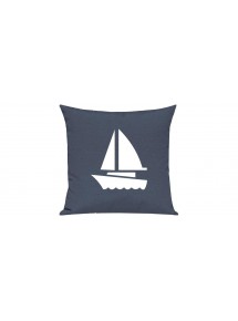Sofa Kissen, Segelboot, Jolle, Skipper, Kapitän, Farbe blau