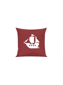 Sofa Kissen, Winkingerschiff, Boot, Skipper, Kapitän, Farbe rot
