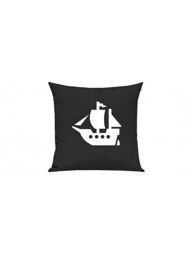 Sofa Kissen, Winkingerschiff, Boot, Skipper, Kapitän, Farbe schwarz