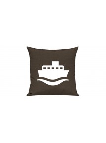 Sofa Kissen, Frachter, Matrose, Übersee, Skipper, Kapitän, Farbe braun