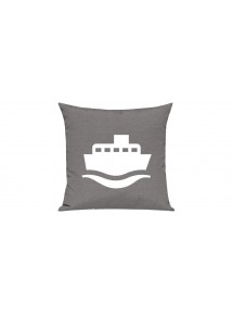 Sofa Kissen, Frachter, Matrose, Übersee, Skipper, Kapitän, Farbe grau