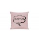 Sofa Kissen, Sprechblase Wieso, Farbe rosa