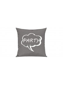 Sofa Kissen, Sprechblase Party, Farbe grau
