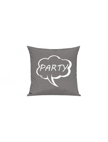 Sofa Kissen, Sprechblase Party, Farbe grau