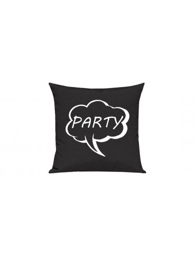 Sofa Kissen, Sprechblase Party, Farbe schwarz