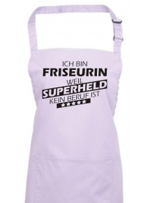 Kochschürze, Ich bin Friseurin, weil Superheld kein Beruf ist, Farbe lilac
