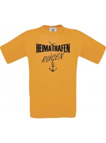 Männer-Shirt Heimathafen Rügen  kult, orange, Größe L