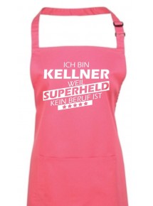 Kochschürze, Ich bin Kellner, weil Superheld kein Beruf ist, Farbe fuchsia