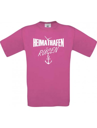 Männer-Shirt Heimathafen Rügen  kult, pink, Größe L