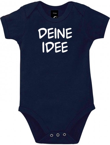 Baby Body mit Wunsch Logo oder Motive bedruckt, Farbe blau, Größe 12-18 Monate