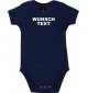 Baby Body mit deinem Wunschtext Logo versehen, blau, 12-18 Monate