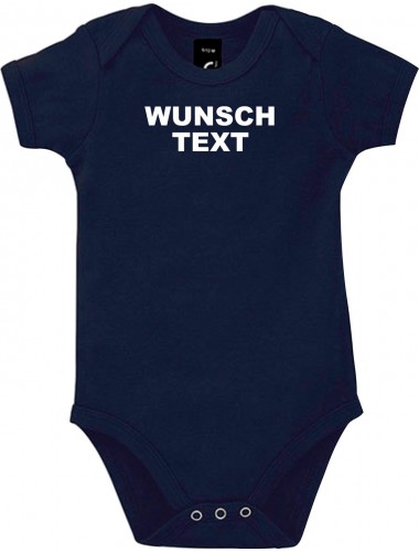 Baby Body mit deinem Wunschtext Logo versehen, blau, 12-18 Monate