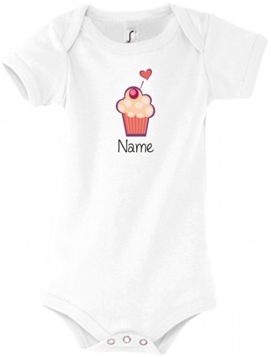 Baby Body mit tollen Motiven inkl Ihrem Wunschnamen Muffin, Farbe weiss, Größe 12-18 Monate