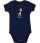 Baby Body mit tollen Motiven inkl Ihrem Wunschnamen Giraffe, Farbe blau, Größe 12-18 Monate